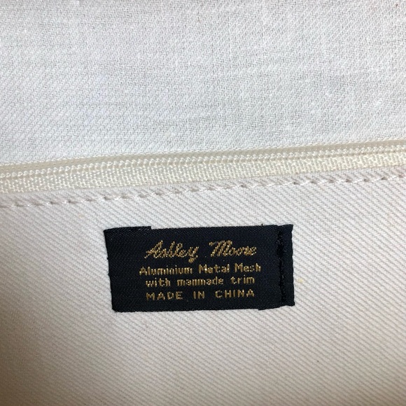 Vintage 70s 80s Metal Mesh Disco Bag Chain Strap Cream Off-White Evening Purse - Picture 10 of 16